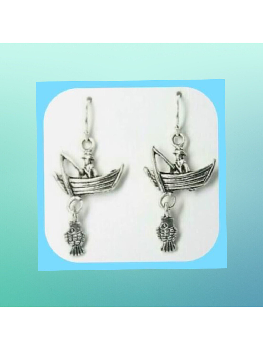 Adorable Antique Silver Unique  Gone 🎣  Fishing Dangle Fish 🐟 Earrings